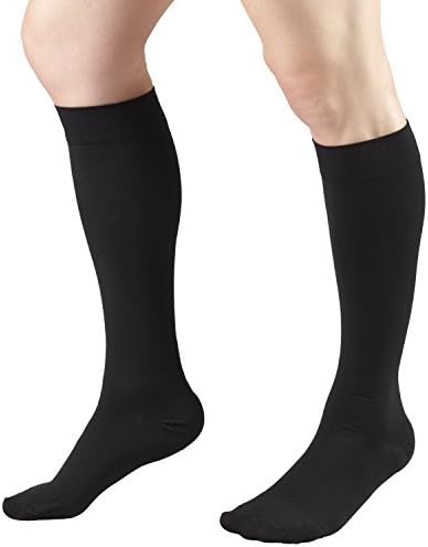 Truform 30-40 mmHg Compression Stockings for Men and Women, Knee High Length, Closed Toe, Black, Large