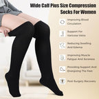 3 Pairs Wide Calf Compression Socks for Women And Men, Plus Size Support Stockings for Circulation, 15-20mmHg Knee High Socks