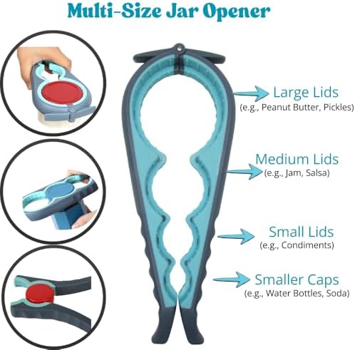 Jar and Bottle Opener Set for Weak Hands and Joint Pain Relief – Easy-to-Use Multi-Piece Grip Assist Tools with Non-Slip Gripper Mat, Perfect for Seniors, Arthritis, and Limited Hand Strength