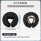 Tatuo 12 Pcs Face Cradle Covers for Massage Head Rest Microfiber Reusable Soft Thicker Massage Table Face Covers Oil Proof Headrest Cradle Sheets for Spa Beauty(Black)