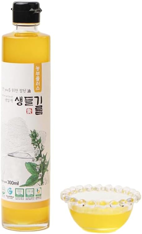 NONGBU PLUS Cold Pressed Raw Perilla Oil, 10.14 Fl Oz (300ml) 한국산 저온압착 생들기름 – 100% Pure Perilla Seed Oil, Korean-Style, Rich & Nutty Flavor