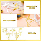 5 Pcs Gold Dove Cross Cake Toppers Acrylic Baptism First Communion Cake Decorations Supplies for Baby Shower Birthday Wedding Party Christian