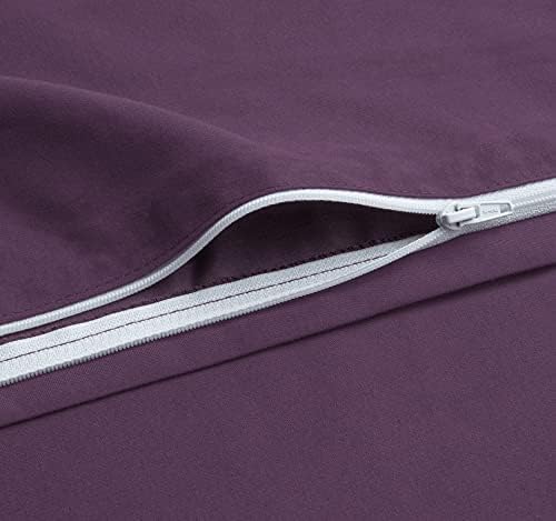 Chanasya Premium Solid Duvet Cover Set - Duvet Cover (90” x 90”) & 2 Pillow Shams (20” x 26”) - 3-Piece Set - Aubergine, Queen Size