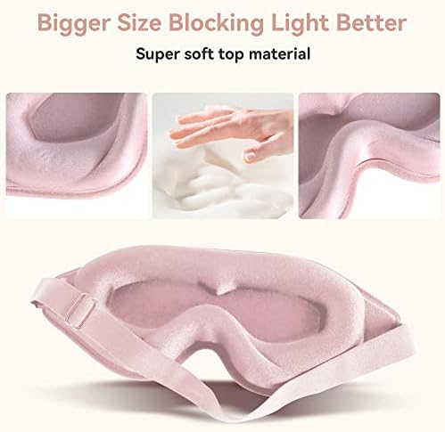 Sleep Mask for Men Women,Upgraded 3D Deep Contoured Eye Covers for Sleeping with Adjustable Strap,Block Out Light, Soft Comfort Eye Shade Cover for Travel Yoga Nap (1pcs, Pink)