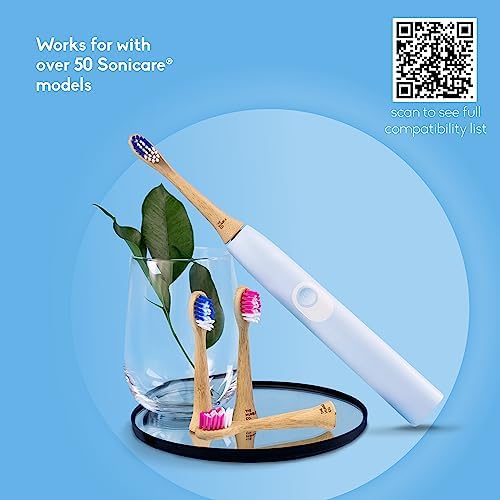The Humble Co Bamboo Electric Toothbrush Heads Compatible with Philips Sonicare Toothbrushes - Replacement Toothbrush Heads with Soft Bristles - Dental Oral Care & Hygiene - Charcoal Infused Bristles
