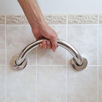 HEALTHCRAFT Plus Series Crescent Grab Bar for Bath and Shower Safety, 14.3 inch | Wall-Mounted Polished Chrome Handrail, ADA Compliant Bathroom Support for Seniors, 500 lbs Capacity