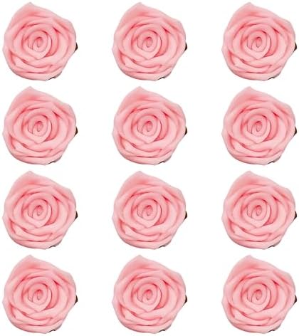 Confect Edible Rose Topper -Edible Blush Pink Rose Cupcake Toppers for Cake & Doughnut Decoration- Vegan, Gluten-Free - Pack of 12