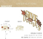 Thanksgiving Cake Topper - GIVE thanks - Double Sided gold glitter with fall colors leaves - Premium quality Made in USA