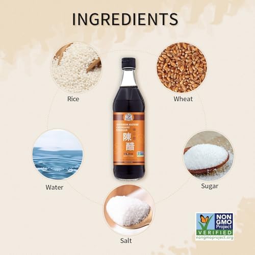 52USA Chinese Black Vinegar 16.9 fl oz (500ml), 3 Years Mature Aged Black Rice Vinegar, Chinkiang Vinegar, Zhenjiang Vinegar. Non-GMO Project Verified Vinegar