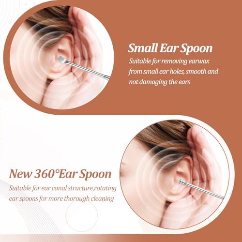 2 Pack Stainless Steel Ear Wax Removal Tool, Ear Pick Spoon Cleaner with Storage Box, Portable Ear Scraper for Effective Ear Care