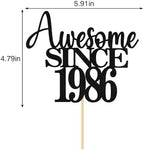 40th Awesome since1986 Cake Topper Cheers to 40 Years Birthday Cake Pick 40 Fabulous Cake Decoration for Happy 40th Birthday Anniversary Party Cake Decorations Supplies