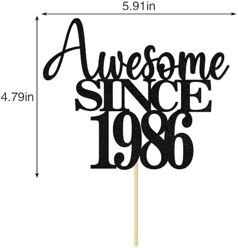 40th Awesome since1986 Cake Topper Cheers to 40 Years Birthday Cake Pick 40 Fabulous Cake Decoration for Happy 40th Birthday Anniversary Party Cake Decorations Supplies