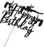 Pole Dance Happy Birthday Cake Topper ，Black Glitter Funny Sexy Pole Dance Girl/Bachelorette Birthday Cake Decorations，Sports Theme Bachelorette Bridal Shower Birthday Party Supplies