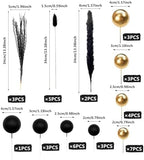 40 PCS Black Gold Cake Toppers Ball Cake Decoration Boho Bunny Tails Reed Grass Cake Decoration for Boho Wedding Birthday Baby Shower Party Cake Decoration Supplies