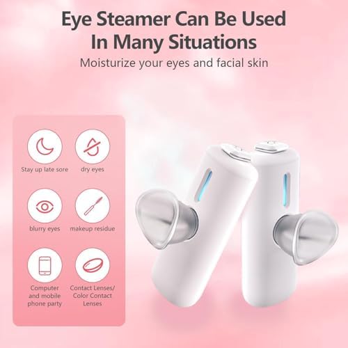 Nano Eye Mist Sprayer - Portable Cool Mist Humidifier for Dry Eye Relief, USB Eye Care Device for Moisturizing & Soothing, Mini Facial Steamer for Eye Fatigue, White