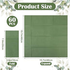 COMNICO 60 Pcs Green Napkins Disposable Linen-Feel Paper Napkins Bulk Pocket Linen Napkin Prefolded Cloth Hand Towel for Party Decoration Wedding Birthday Bridal Party