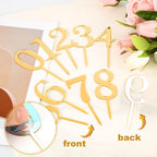 10pcs Number Cake Toppers, Acrylic 0-9 Number for Topper Gold Numbers Birthday Topper for Wedding Birthday Anniversary Celebration Decorations
