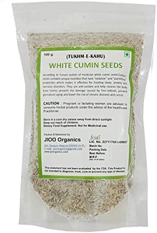 Jioo Organics White Cumin Seeds 100g tukhmekahu Seeds