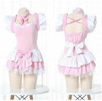 GK-O Lady Japanese Lolita Ruffle Dress Short Sweet Cosplay Maid Costume Nighties Sexy