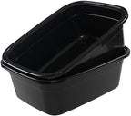 18 Quart 2 Pack Large Plastic Washing Basin, Black Rectangular Dish Pan