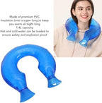 TOPINCN 1.4L U Shaped Hot Water Bottle, PVC Cold Hot Water Bag, Neck Heating Pad with Cover for Winter, Neck Hand Shoulder Relaxing (Blue Cover)