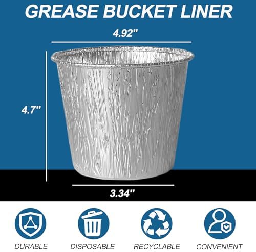 15 Pack Grease Bucket Liner Griddle Accessories, Aluminum Foil Grease Catcher Cup Liner for Traeger Traeger Pro Series, Pit Boss, Pellets Smoke, Grill Accessories Drip Tray Liner