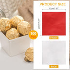 uxcell 100pcs Foil Candy Wrappers, 8 x 8 Inch Chocolate Bar Wrappers, Aluminum Foil Paper for Caramel Candy Packaging Decoration (Red, Glossy Finish)