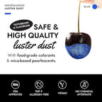 MONÉGASQUE Blue Edible Glitter for Drinks 15g – Edible Glitter for Cakes & Cocktails - Blue Luster Dust for Cocktail, Cake Decorating, & Food Spray - Strawberries & Drink Shimmer Decorations