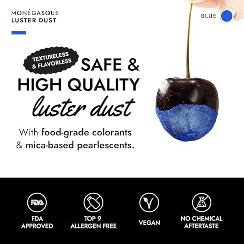 MONÉGASQUE Blue Edible Glitter for Drinks 15g – Edible Glitter for Cakes & Cocktails - Blue Luster Dust for Cocktail, Cake Decorating, & Food Spray - Strawberries & Drink Shimmer Decorations