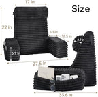 ENITYA 22" XL Ergonomic Bed Pillow for Sitting Up，Backrest Cushion for Reclining,Gaming,Resting,Watching TV,Recovery in Bed, Couch or Floor, Removable Cover, Black