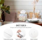 Watercolor Flower Tissue Box Cover Square,Colorful Flowers Tissue Box Holder Waterproof Leather Facial Paper Organizer Dispenser for Bathroom Home Car Nightstand Vanity Desk