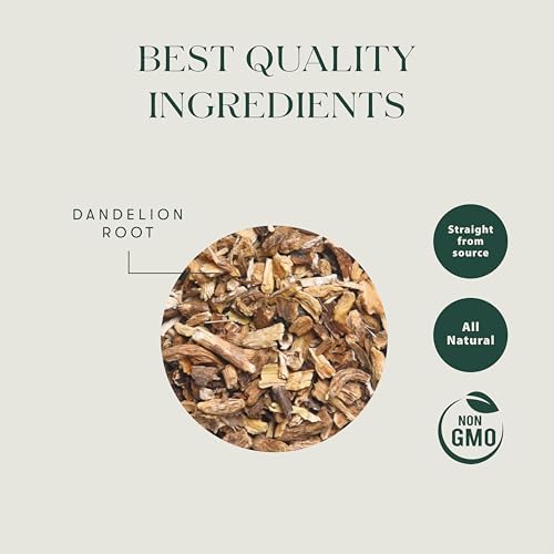Luxmi Estates Pure Dandelion Herbal | Caffeine Free Detox Tea | Loose Leaf - 100g/3.52oz (50 Cups)