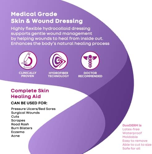 Convatec DuoDERM Control Gel Formula 4"x4" Hydrocolloid Sterile Adhesive Dressing for Partial and Full-Thickness Wounds, Medical Grade, Latex-Free, Waterproof, Square, Beige, 5ct Box