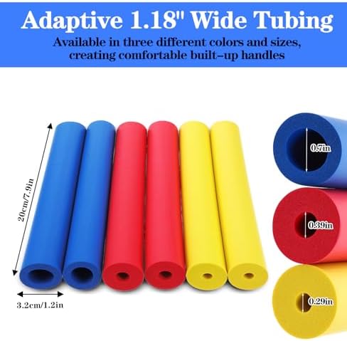 6 Pcs Foam Grip Tubing Comfort Non-Slip Foam Tubing for Utensils Pens Pencils Tools Ergonomic Handle Grip Tube for Elderly, Disabled, 3 Sizes