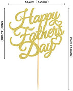 6 Pcs Happy Father's Day Cake Topper Cake topper Gold Glitter Cake topper Decorative Party Cake Decoration for Father's Day(gold letter heart)