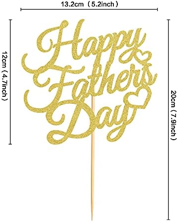 6 Pcs Happy Father's Day Cake Topper Cake topper Gold Glitter Cake topper Decorative Party Cake Decoration for Father's Day(gold letter heart)