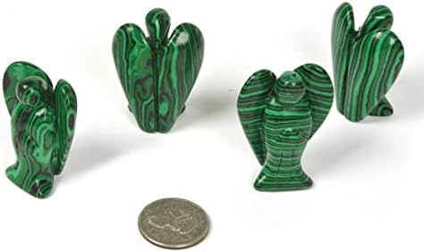 Justinstones Carved Synthetic Malachite Gemstone Peace Angel Pocket Guardian Angel Healing Statue 2 inch