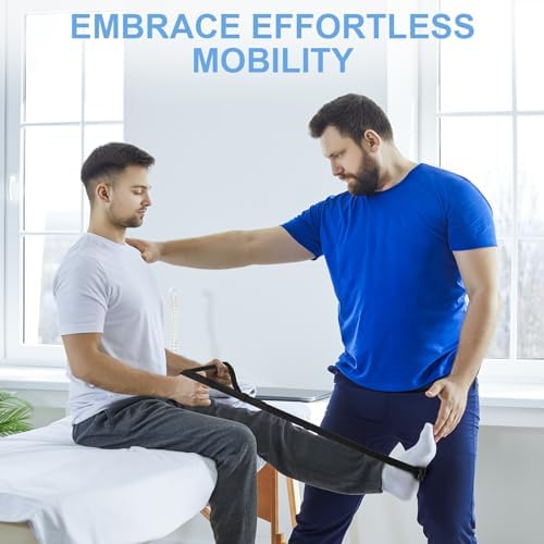 Rigid Leg Lifter for After Knee Surgery, Extra Long Leg Lifters for Elderly, Adjustable Leg Lifter Strap for After Hip Replacement, Limited Mobility, Foot Lifter Aid for Bed, Car, Wheelchair