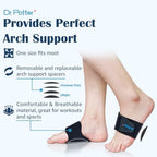 DR. POTTER+ Arch Support Sleeves for Plantar Fasciitis Relief, Adjustable Compression Bands with Removable Arch Support Pads for Fallen Arches, High Arch, Flat Feet, Feet Pain Relief - Black