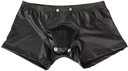 Mens Imitation Leather Underwear Sexs Boxer Briefs S-2XL