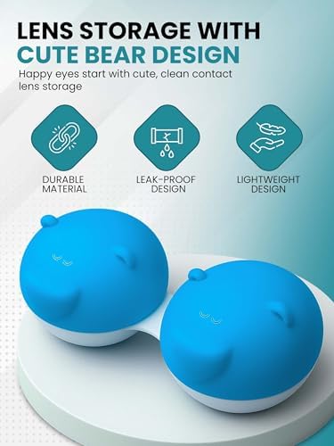 SPORTS WORLD VISION 3PCS Blue Bear Range Contact Lens Cases | Cute Animal Lens Holder Case | Lightweight, Portable & Distinctive Design |Contact Lens Travel case, Storage/Soaking Lens Solution Box