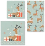 IHR Ideal Home Range Dinner Napkins Disposable 3-Ply Paper Guest Hand Towels, 8.5" x 4.5", Dancing Deer Allover, 16-Count
