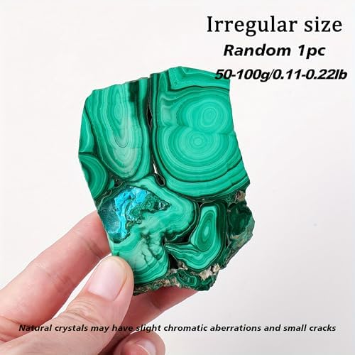 1Pc Natural Malachite Slices,50-100g Small Size Raw Stone Green Mineral Specimen DIY Material Energy Crystal，Polished Pocket Palm Stone