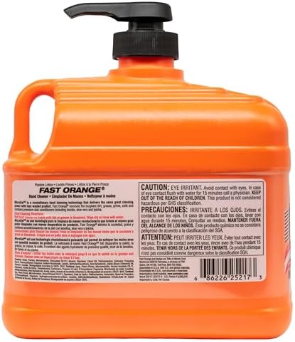 Fast Orange Permatex 25217 Pumice Lotion, Heavy Duty Hand Cleaner, Natural Citrus Scent, Waterless Cleaner For Mechanics, Strong Grease Fighter, 1/2 Gallon, Orange, 64 Fl Oz (Pack of 1)