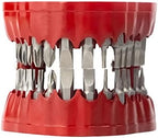 MIMIRACLE Denture Drill Bit Holder, Gag Gift for Dentist Handyman, Holds Up to 28 Bits Screwdriver Bit Organizer Fits 1/4 Inch Hex Bit and Drive Bit Adapter -Red