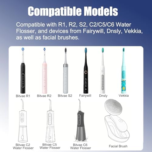 5FT USB Charger Cable Compatible with Bitvae Electric Toothbrush D2 S2 R2 R1 and C2 C5 C6 Water Flosser, Charging Cord for USB Power, White Replacement Charger Line, Travel-Friendly Design
