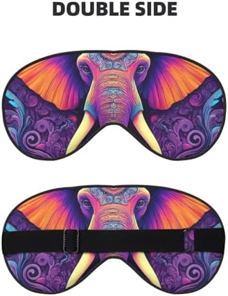 Elephant in Tribal Style Print Double Side Sleep Eye Mask, Adjustable Night Eye Cover for Women Men