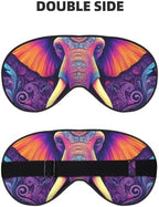 Elephant in Tribal Style Print Double Side Sleep Eye Mask, Adjustable Night Eye Cover for Women Men