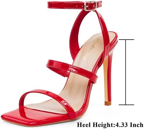 Elisabet Tang Elegant Black High Heeled Sandals for Women – Adjustable Straps, Square Toe, Stiletto Pumps for Party, Evening, and Formal Occasions