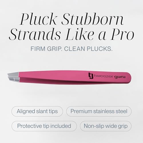 2-Pack Slant Tip Stainless Steel Tweezers for Eyebrows - Professional Precision Tweezing for Facial Hair